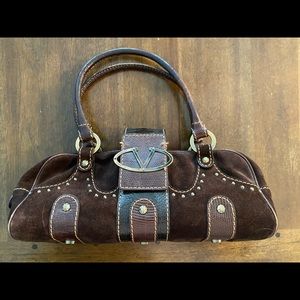 Valentino Brown Suede Purse Handbag